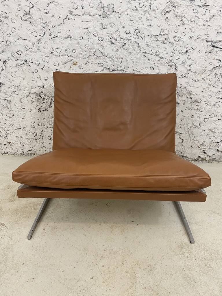 Scandinavian gold leather fireside chair, BO-561 by Preben Fabricius & Jørgen Kastholm