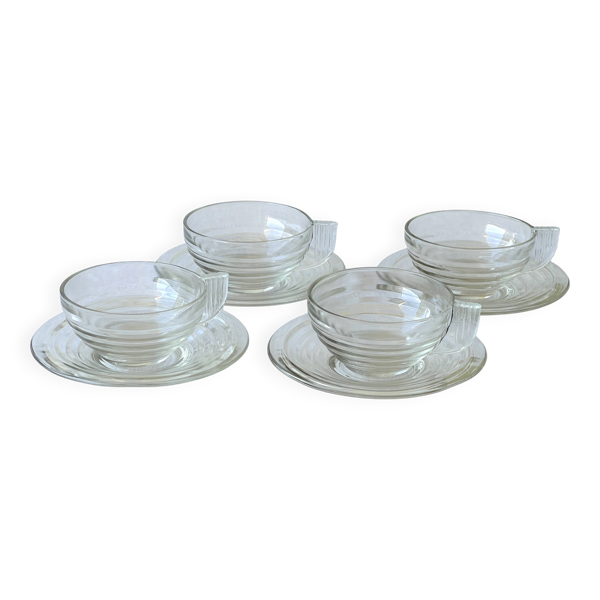4 tasses et sous tasses style Art déco, années 60
