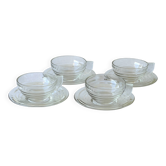 4 cups and saucers in vintage Art Deco style, 1960s.