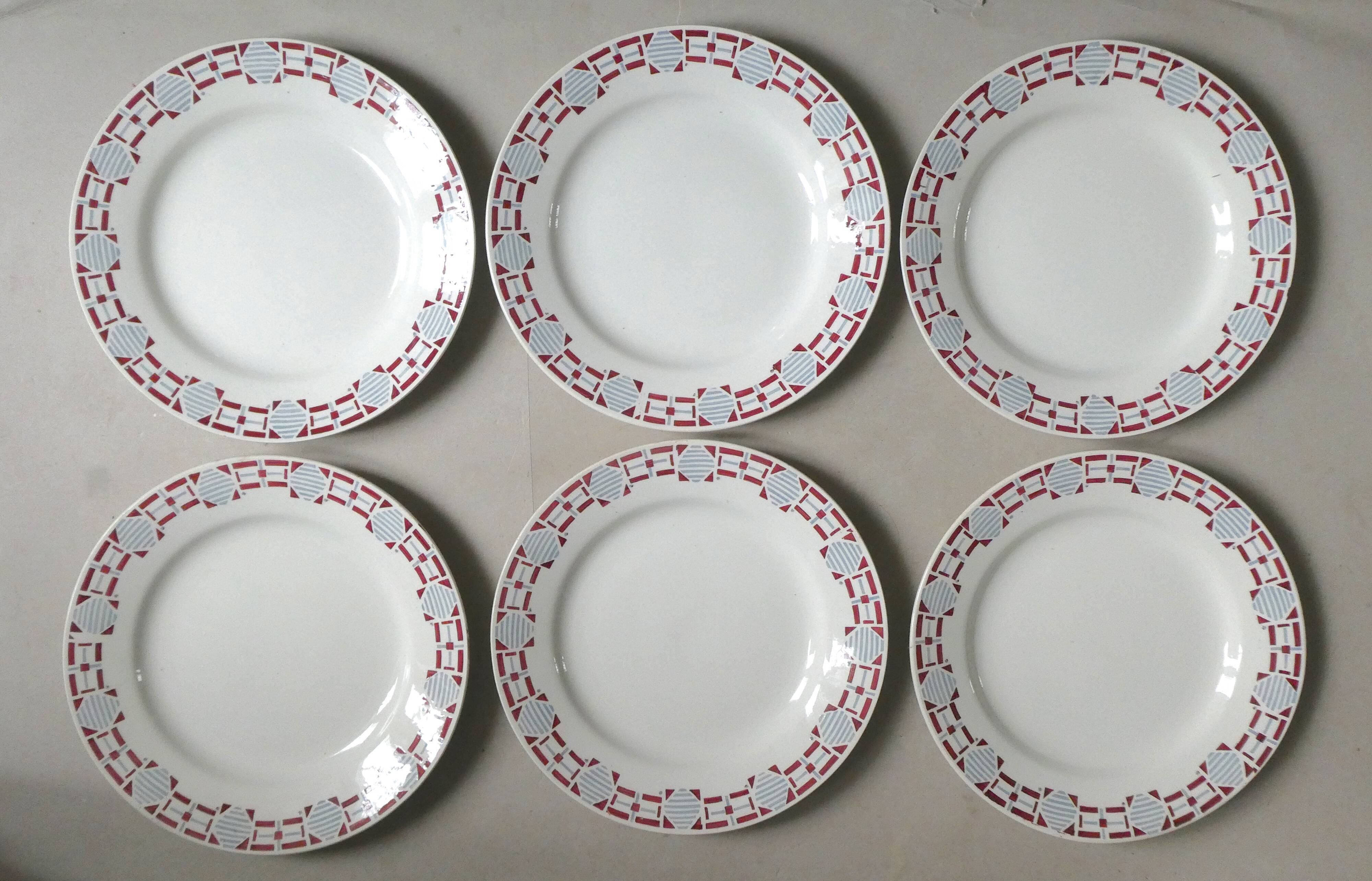 Set of 6 dinner plates ceramic Saint Amand 50s