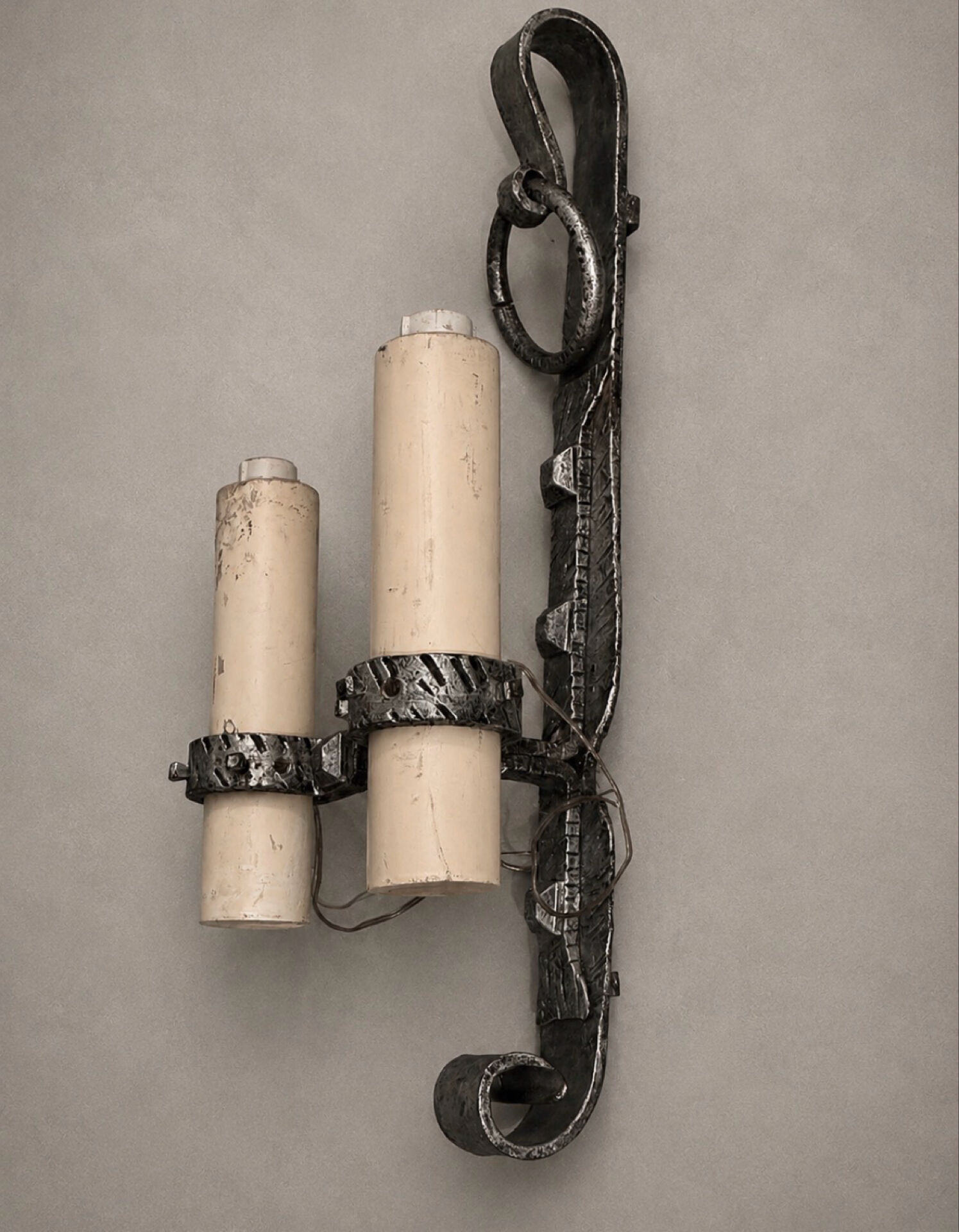 Brutalist Ferro Art wall sconces in wrought iron – Spain, 1970s