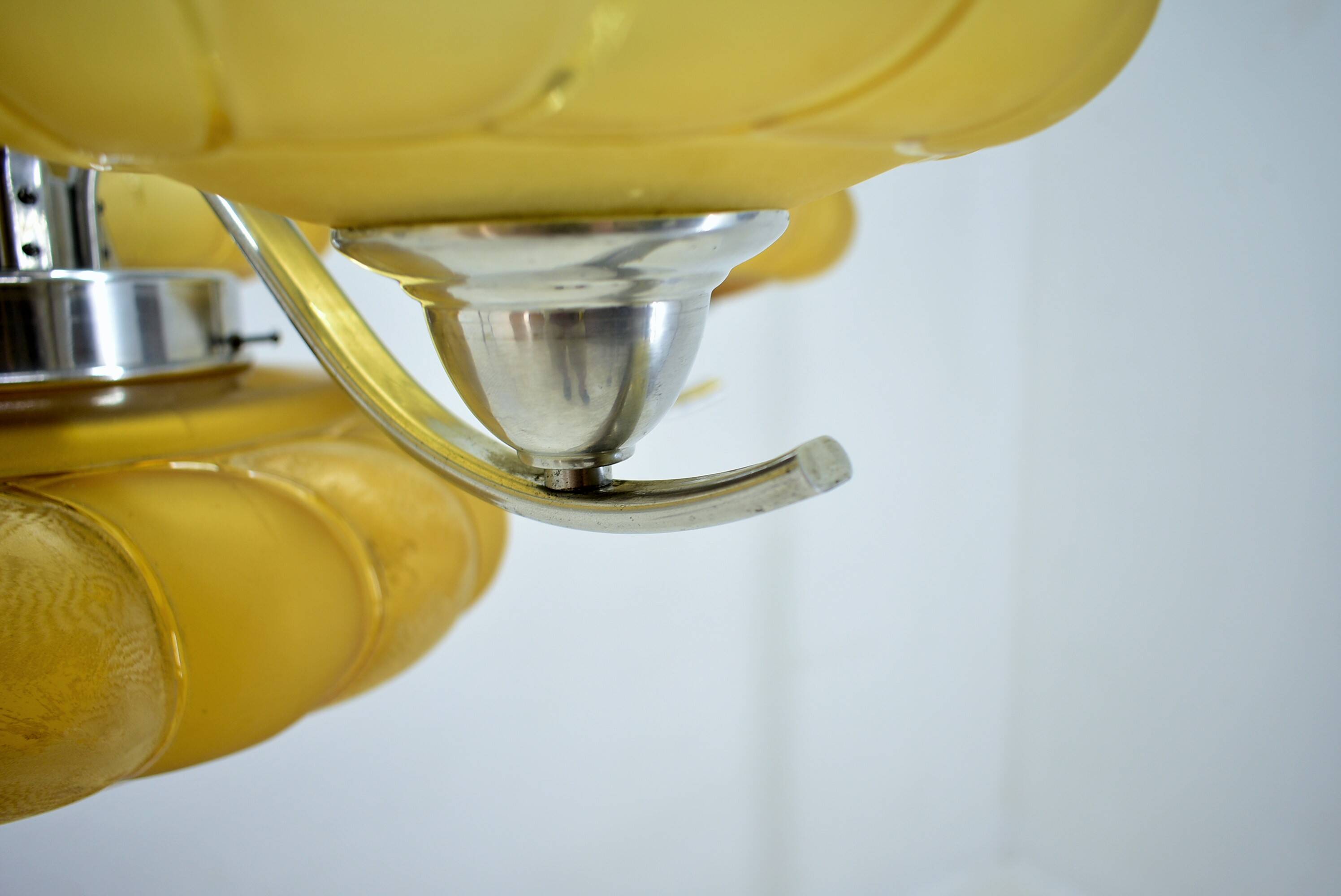 Art deco chrome and glass chandelier, 1930s