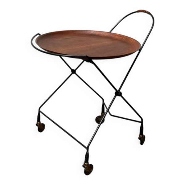 Chariot pliant en teck moderne du milieu du siècle, Suède, 1960s