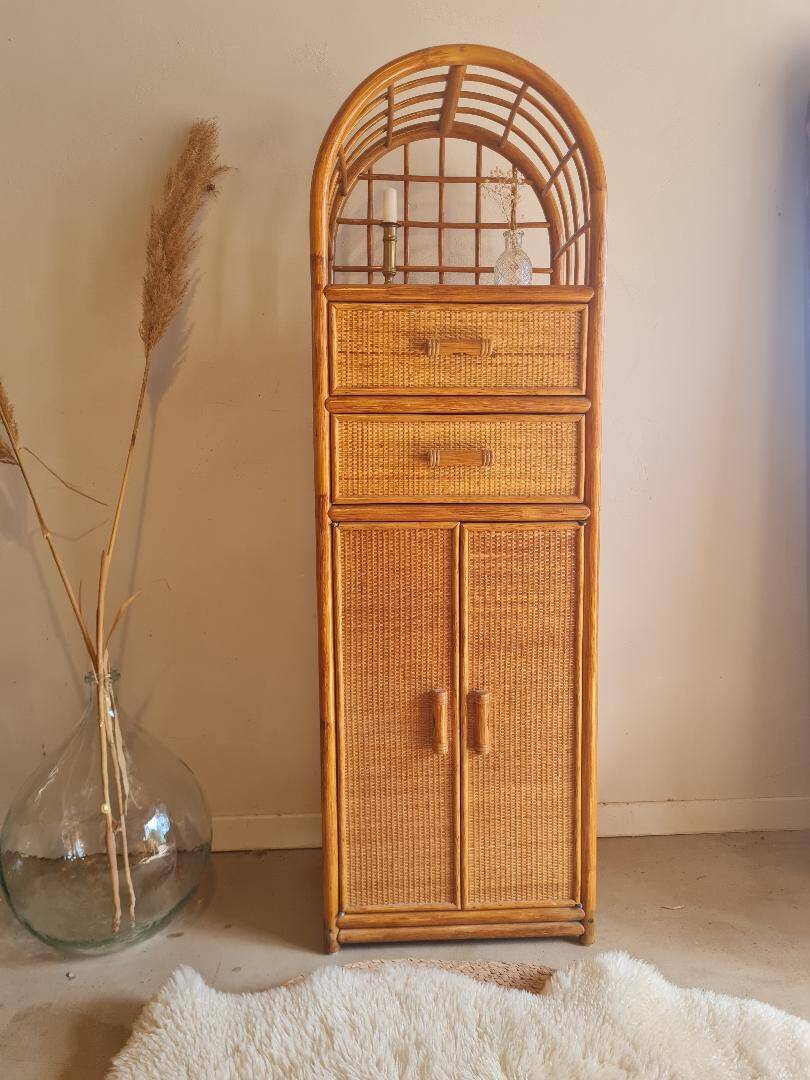 Vintage rattan wardrobe