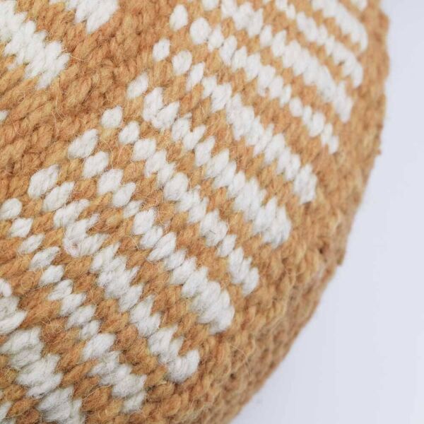 Coussin rond 100% pure laine motif ocre