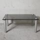 Coffee table cylindrical footings, tray smoked glass, circa 1970