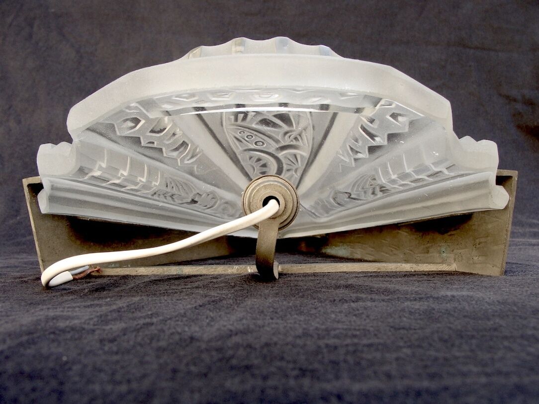 Art deco pressed glass sconce