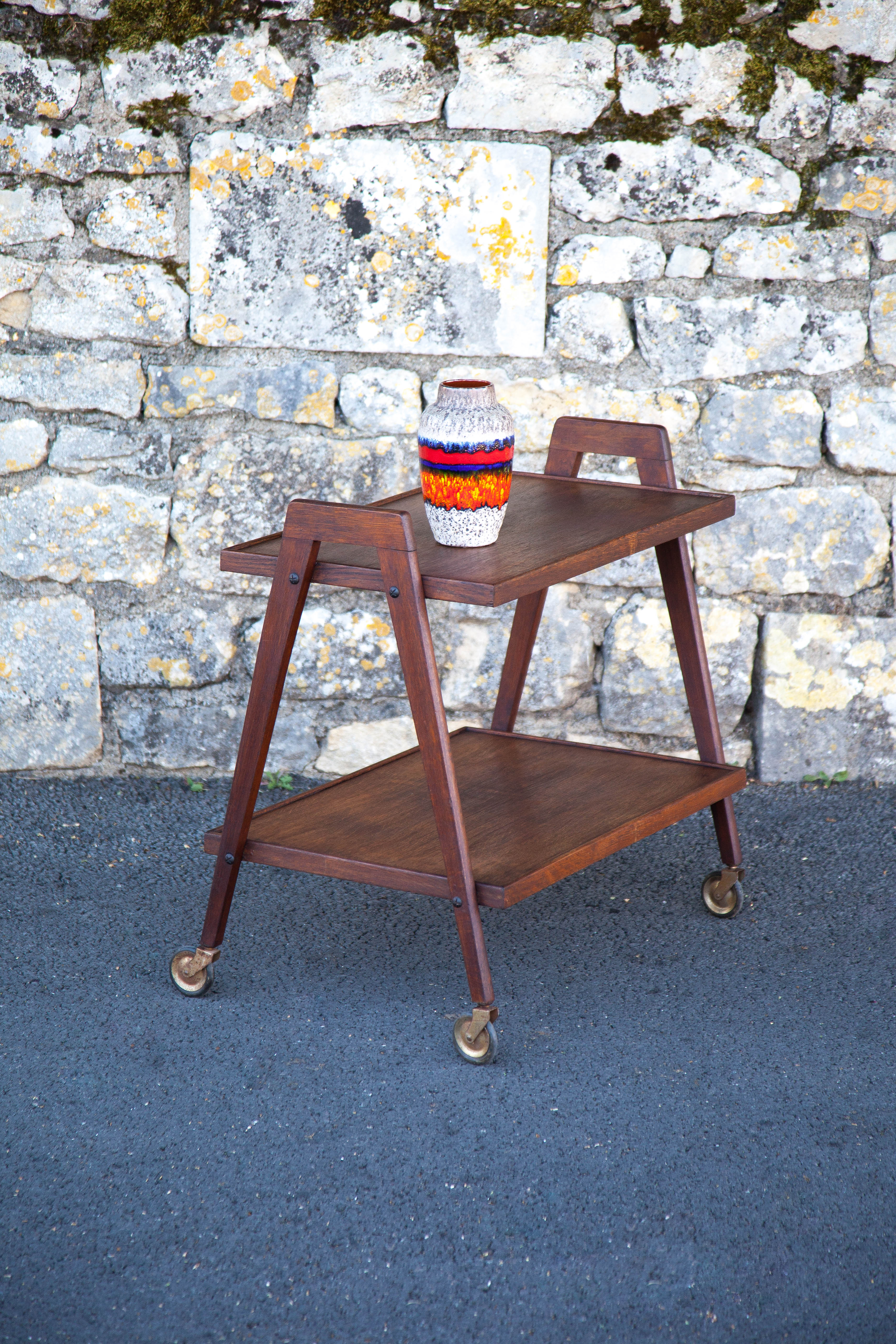 Vintage wooden serving trolley