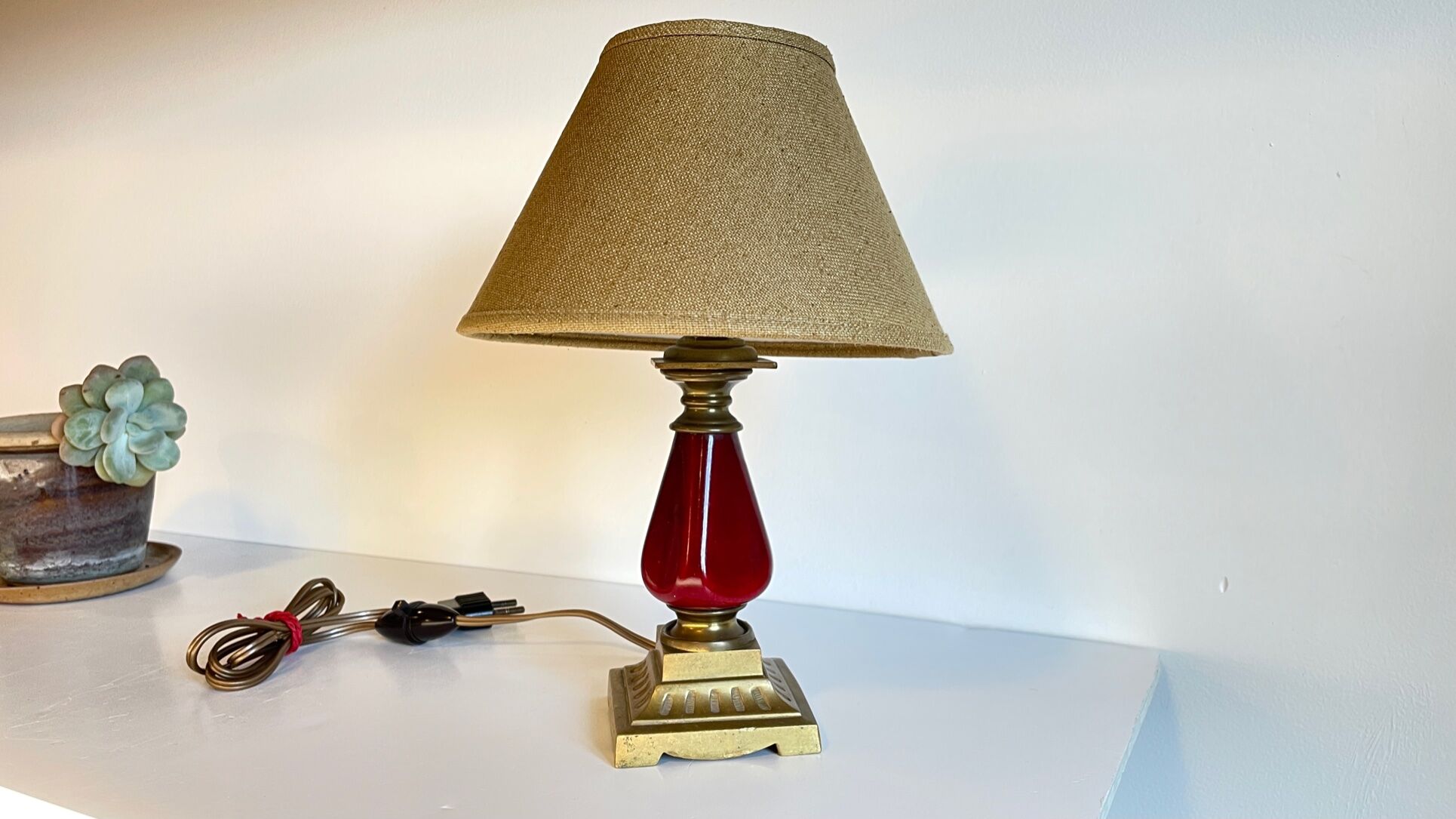 Vintage ceramic and brass lamp