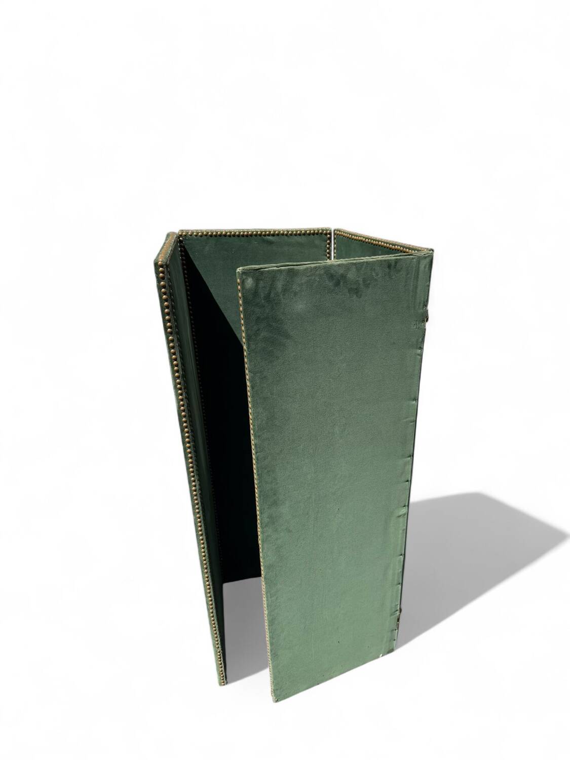 Vintage 1970s screen – Green velvet upholstery with studs on both sides