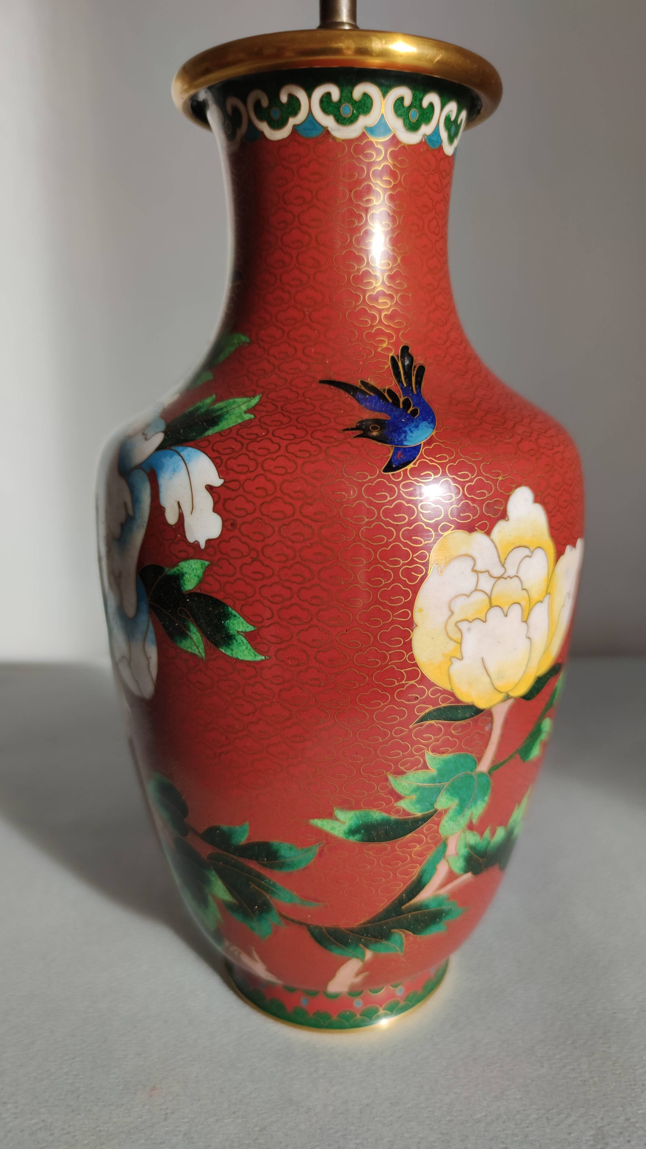 Enamel lamp cloisonnée drimmer vintage 56 cm h
