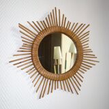 Mirror Sun in the 1950s rattan 49x49cm