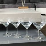 Lot 6 coupes à champagne art décor, années 20. ciselées motifs épis de blé/traits transversaux