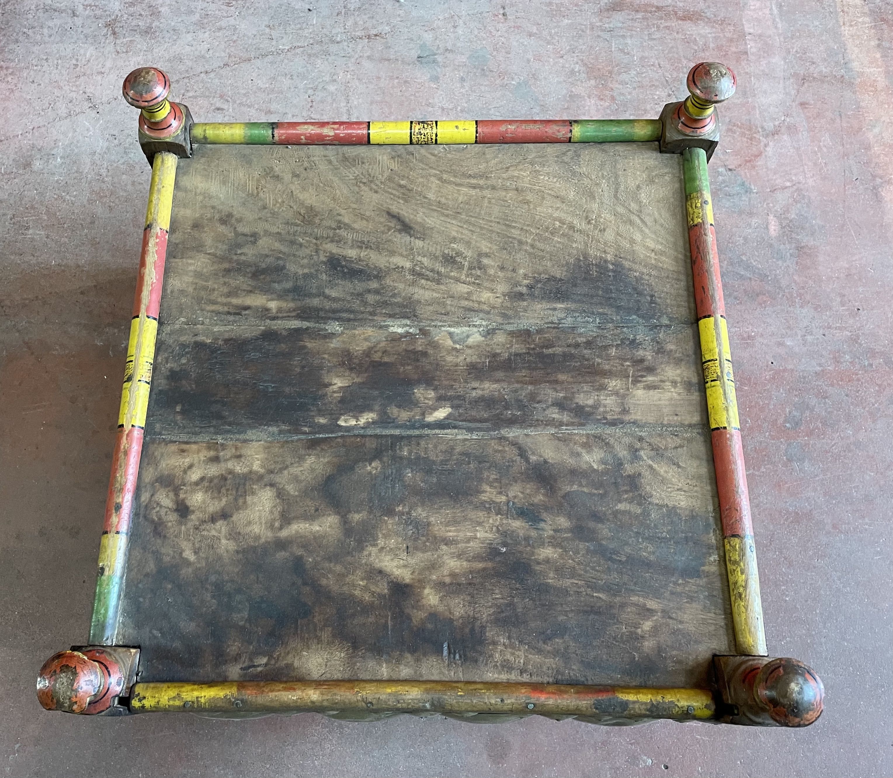 Pakistan, Punjab region. Old small tea table with traditional décor