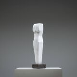Abstract solid white marble torso