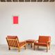 Pair of armchairs and ottoman by Tage Poulsen, Denmark, 1970s