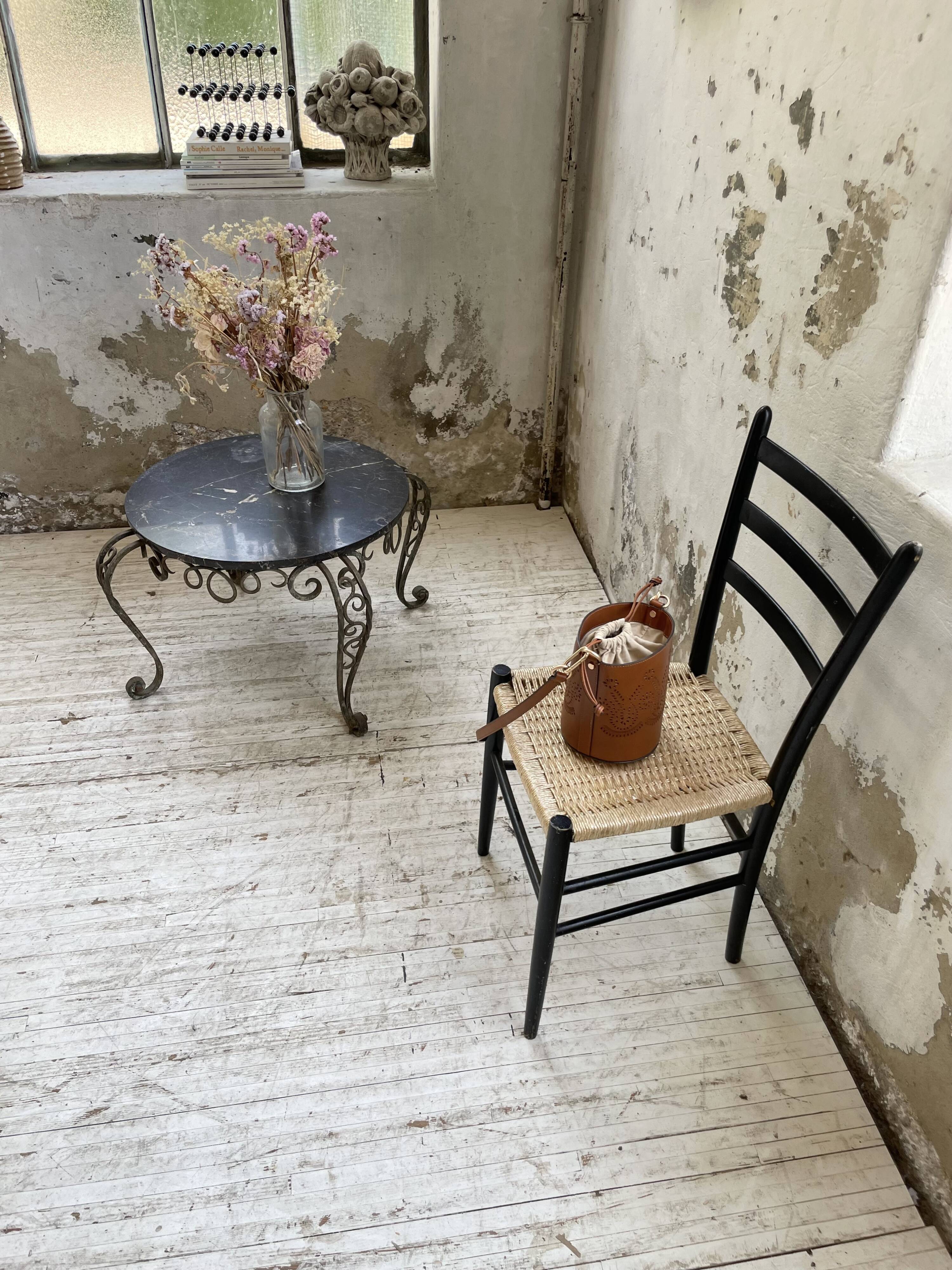 René Drouet coffee table in metal and black marble.