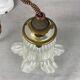 Lampe à suspension tulipe française en verre dépoli du milieu du siècle, 1950