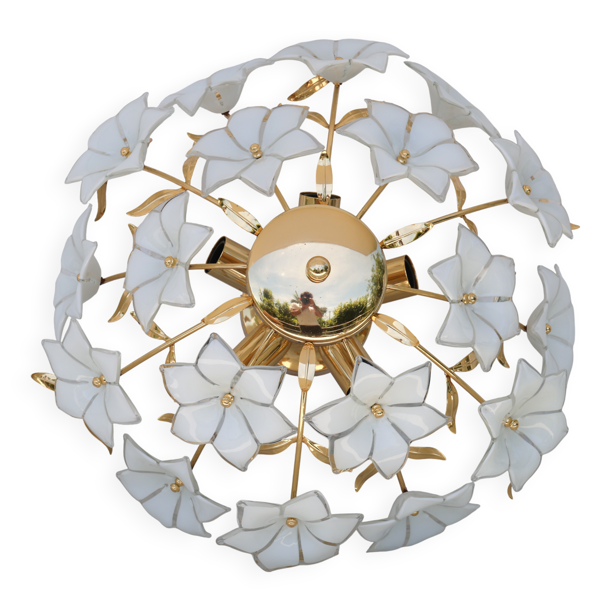 Grace Kelly, Delicious Murano Ceiling Light White Flowers, 1980
