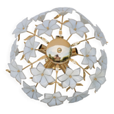 Grace Kelly, Delicious Murano Ceiling Light White Flowers, 1980