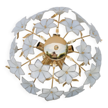 Lustre Murano Fleurs Blanches, 1980