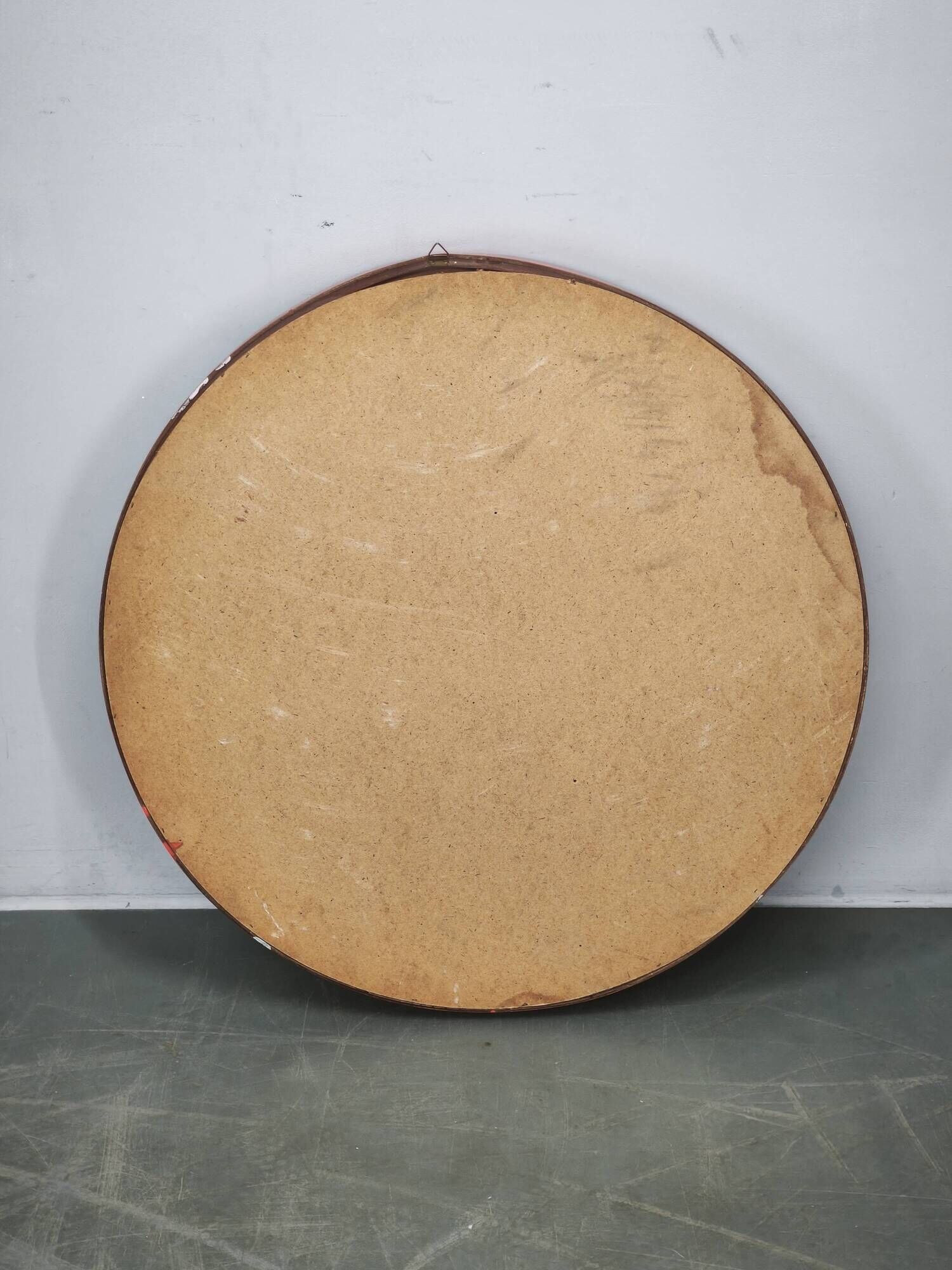 1970s Italian Space Age Red Lacquer and Smoked Glass Round Mirror
