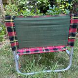 Vintage plaid folding low chair