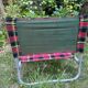 Vintage plaid folding low chair