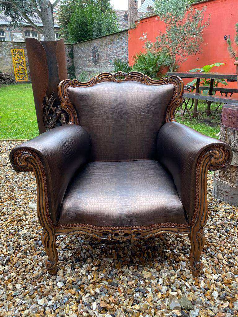PALAZZO INT Fauteuil rembourré Type « bergère en confessionnal » de