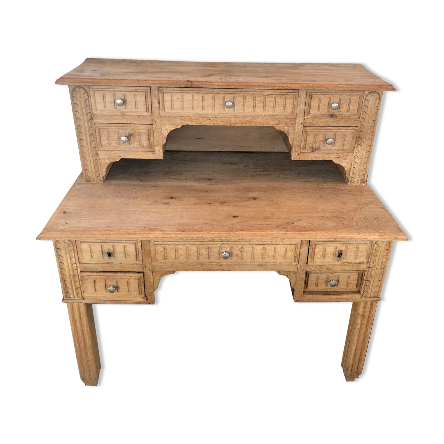 Art deco stepped oak desk
