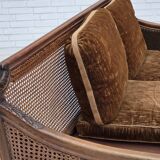 1930-35s, Danish 3-seater sofa, furniture velour, furniture mesh, ash wood.