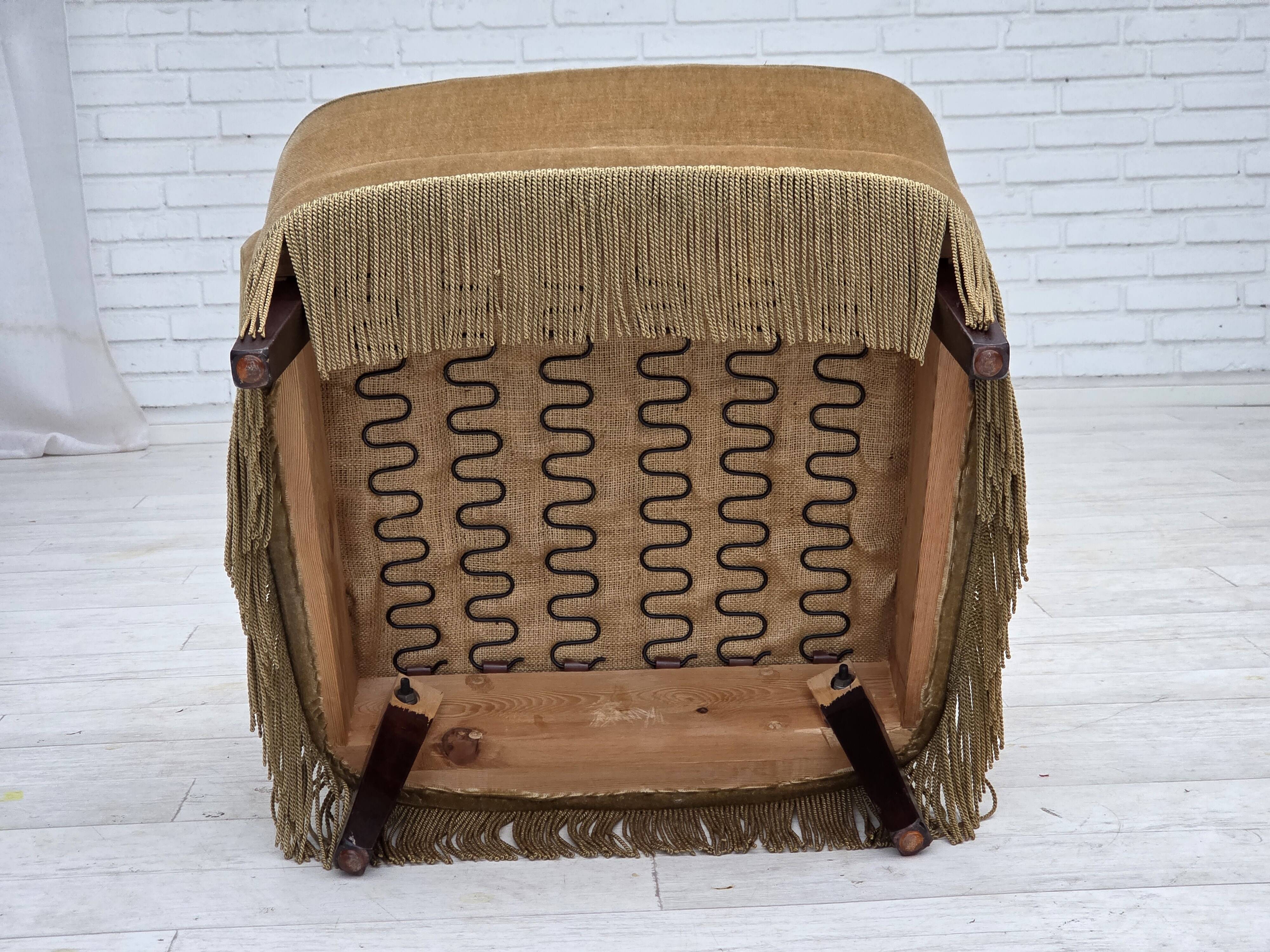 1970s, Danish armchair, light green furniture velour.