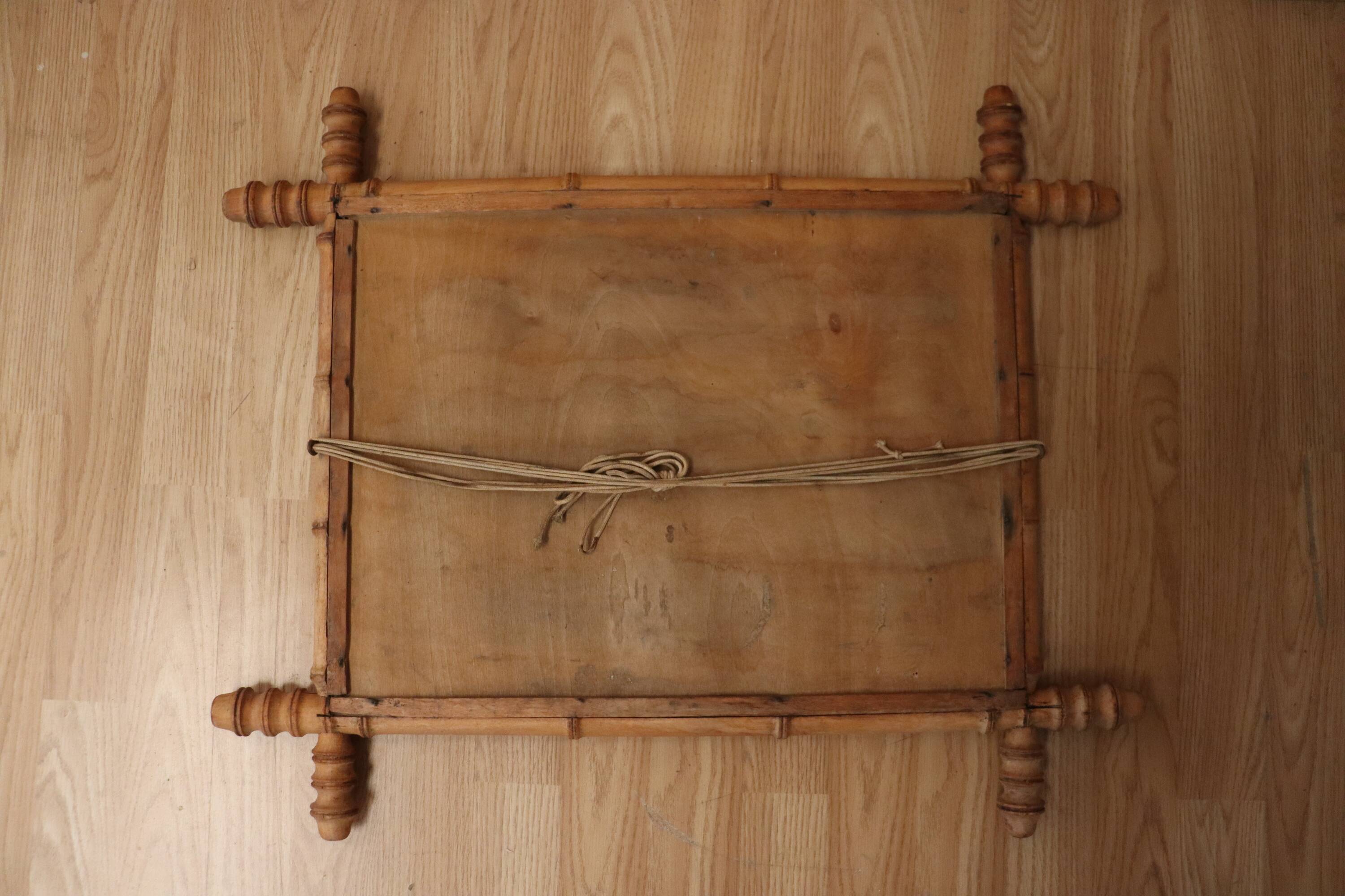 Turned wooden barber mirror 1900