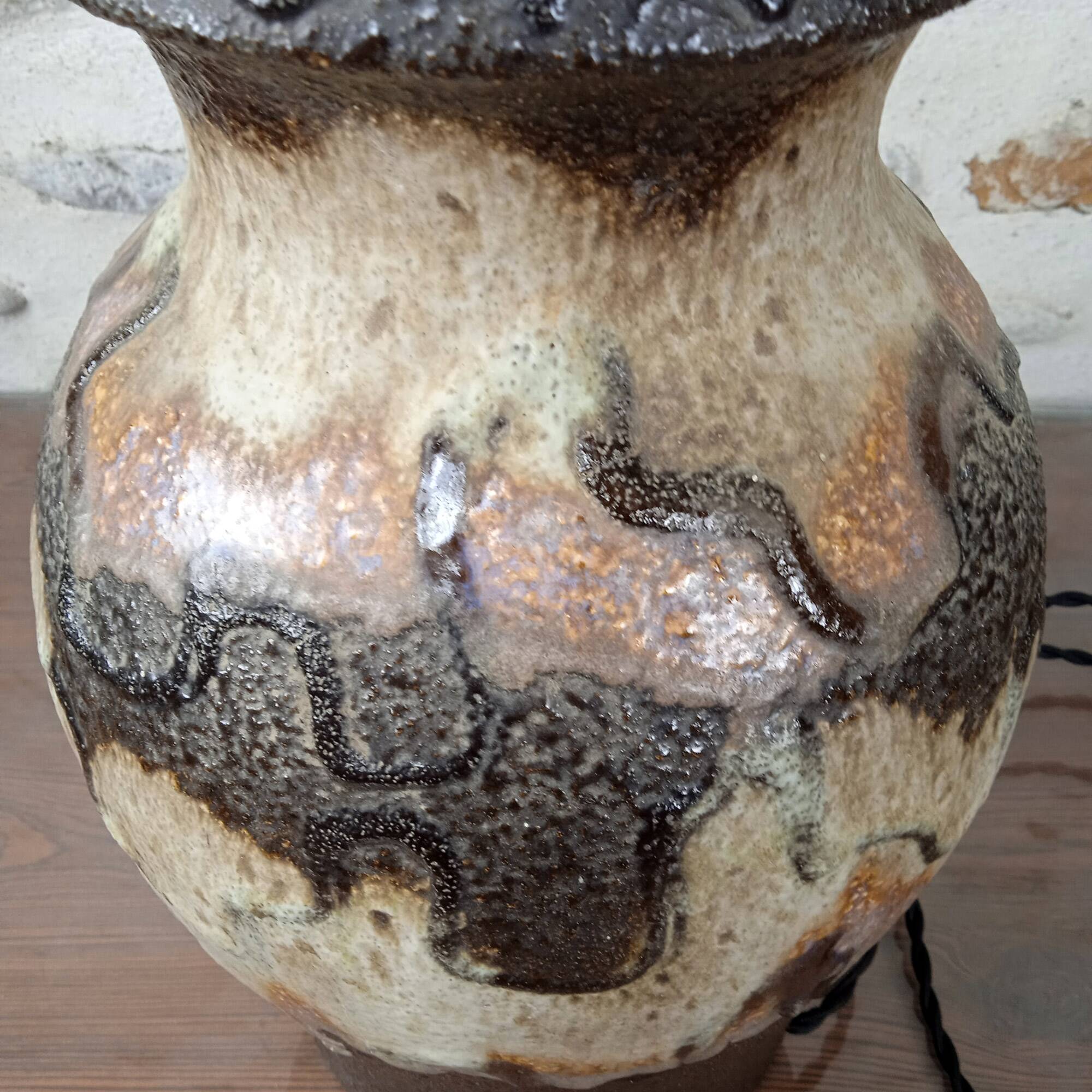 Lampe en gres fat lava west germany 1970