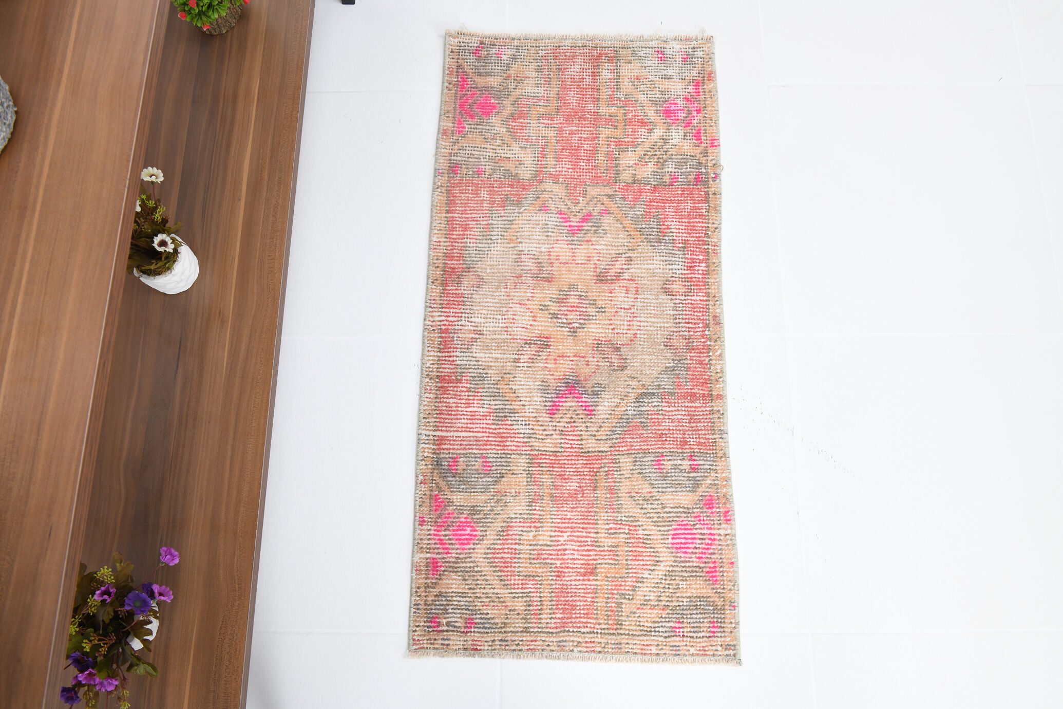 1x3 turkish vintage rug,1x3 doormat,91x43 cm,1.5x2.12 ft