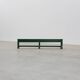 Rustic primitive green farmhouse bench in solid oak, France ca. 1900