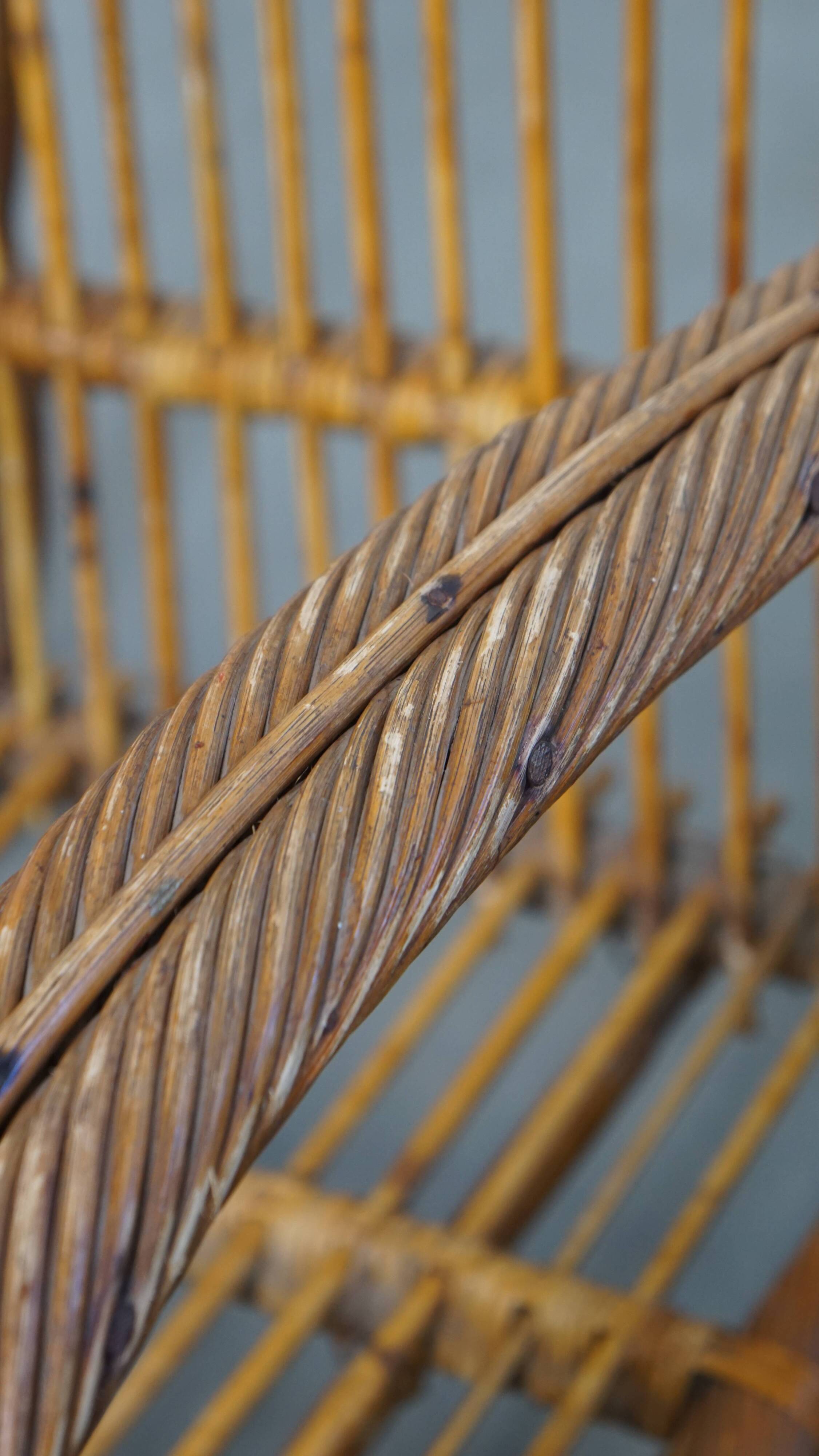 French Rattan Vintage Design Armchair from the 1950s