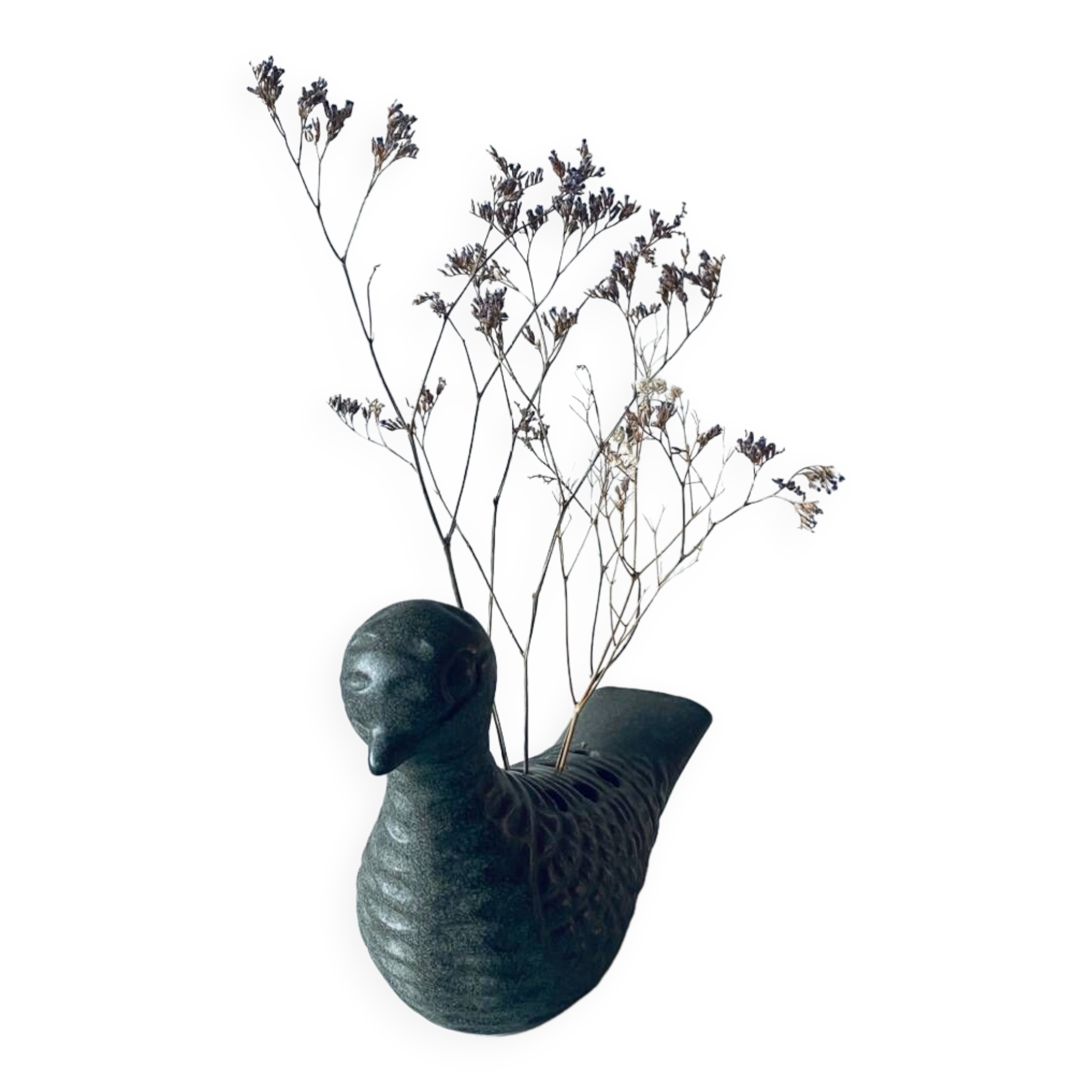 Bird-shaped vase signed Le potier Menton