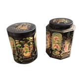 Boites à thé motifs asiatique noir et doré