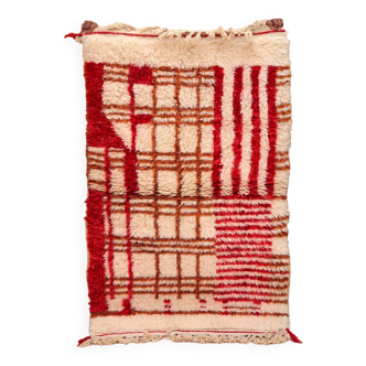 Contemporary Béni ouarain rug, brown, red and white