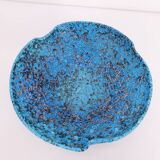 Ceramic fruit bowl with turquoise blue sea foam enamels, 1950