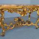 Console rocaille bois doré marbre romain XVIIème