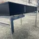 Large textured black lacquered flat desk and chrome in 1970s style — Esprit Mai