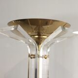 Floor lamp in gilded brass and plexiglass