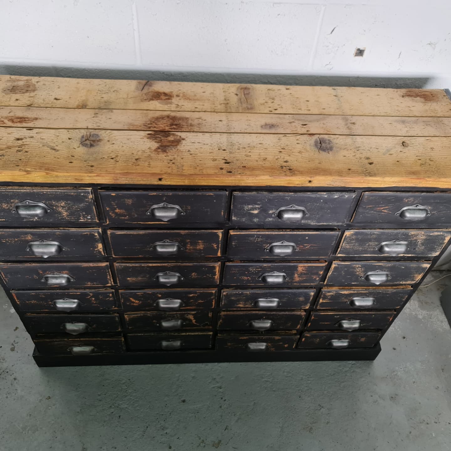 Old workshop drawer cabinet industrial furniture black patina