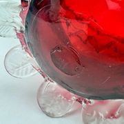 Raspberry red glass jardinière, taste of Auguste Jean or Legras.