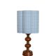 Table lamp, turned wooden base from the 1960s and sky blue gingham shade.