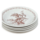 Gien earthenware plates with thistle decoration, set of 6.