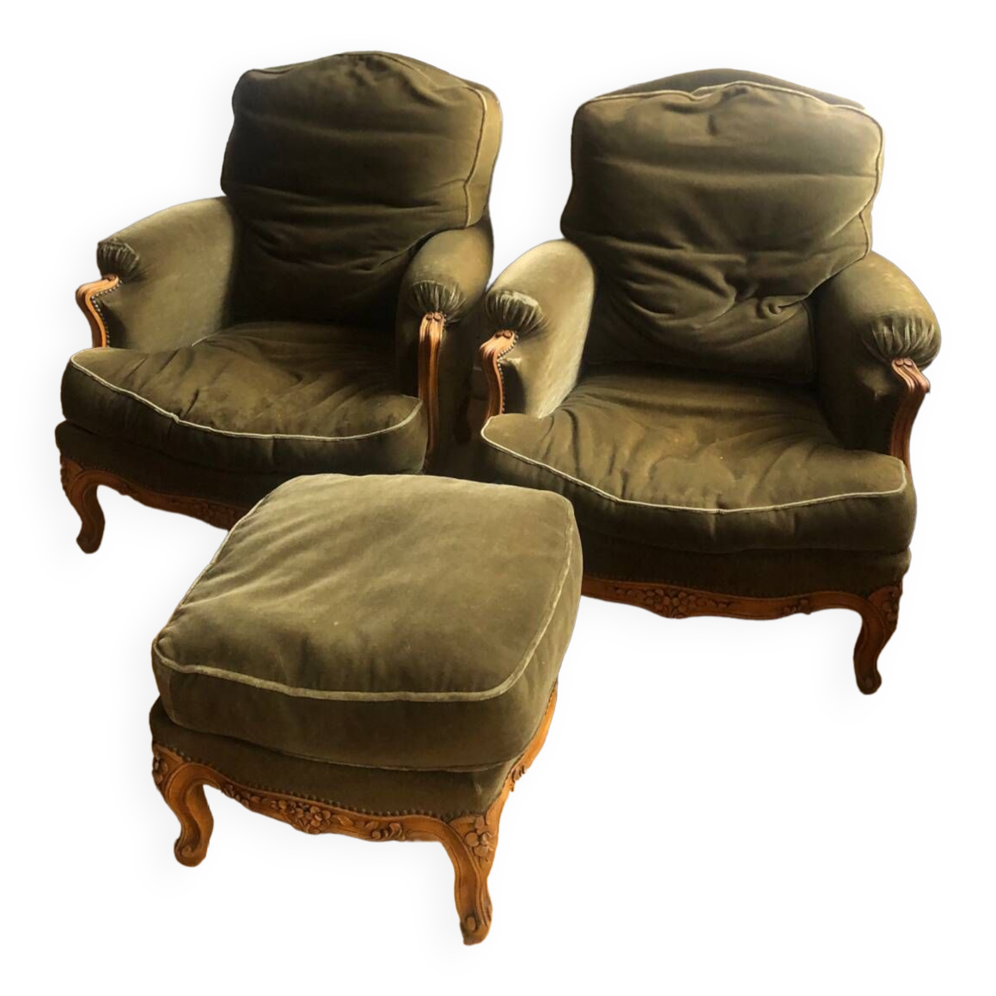 Paire de fauteuil bergère avec repose pied