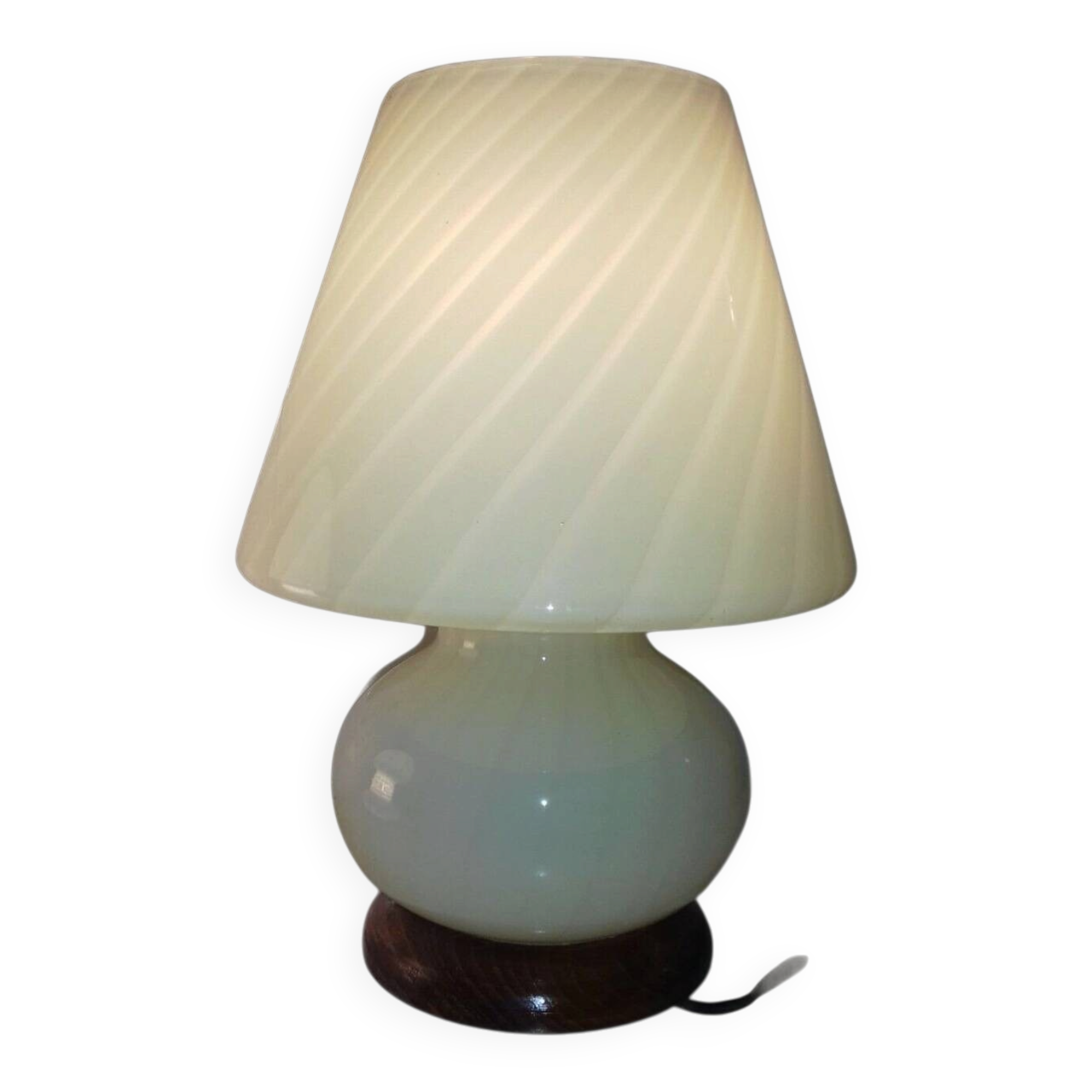 Lampe champignon murano spirale couleur ocre ans 70 vintage glass be
